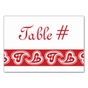 Sweet Paisley Hearts in Cherry Table Card Tischnummer