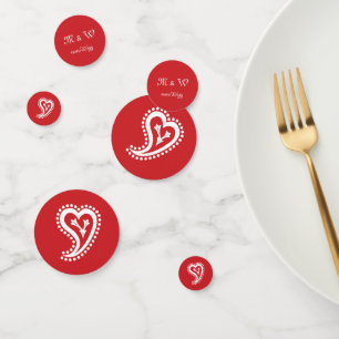 Sweet Paisley Hearts in Cherry Table Confetti Konfetti