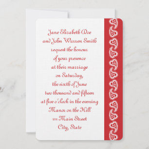 Sweet Paisley Hearts in Cherry Wedding Einladung