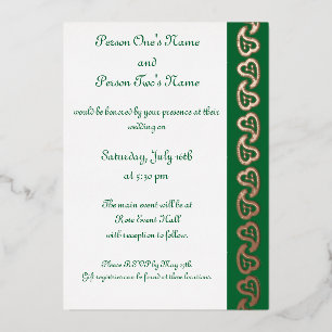 Sweet Paisley Hearts in Green Foil Einladung