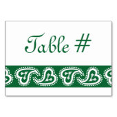 Sweet Paisley Hearts in Green Table Card Tischnummer (Rückseite)