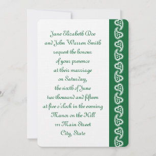 Sweet Paisley Hearts in Green Wedding Einladung