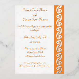 Sweet Paisley Hearts in Orange Foil Einladung