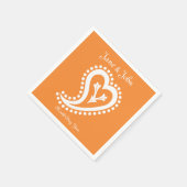 Sweet Paisley Hearts in Orange Napkins Serviette (Ecke)