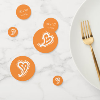 Sweet Paisley Hearts in Orange Table Confetti Konfetti