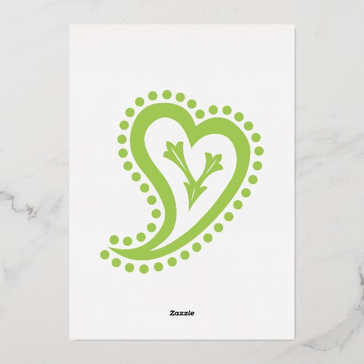 Sweet Paisley Hearts in Peridot Foil Einladung (Rückseite)