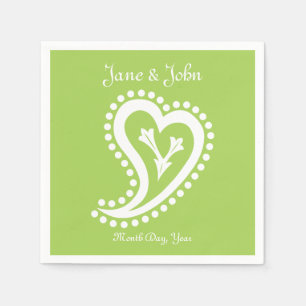 Sweet Paisley Hearts in Peridot Napkins Serviette
