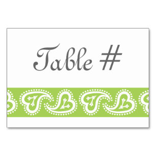 Sweet Paisley Hearts in Peridot Table Card Tischnummer
