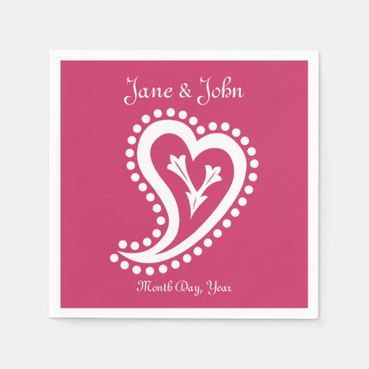 Sweet Paisley Hearts in Raspberry Napkins Serviette (Vorderseite)