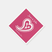 Sweet Paisley Hearts in Raspberry Napkins Serviette (Ecke)