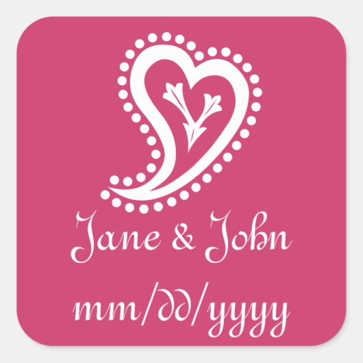 Sweet Paisley Hearts in Raspberry Sticker (Vorderseite)