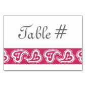 Sweet Paisley Hearts in Raspberry Table Card Tischnummer (Rückseite)