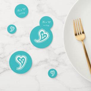 Sweet Paisley Hearts in Türkis Table Confetti Konfetti
