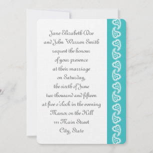 Sweet Paisley Hearts in Turquoise Event Einladung