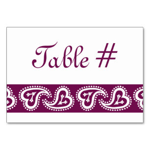 Sweet Paisley Hearts in Wine Table Card Tischnummer
