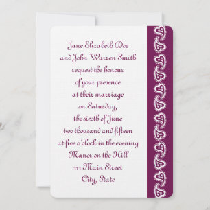 Sweet Paisley Hearts in Wine Wedding Einladung