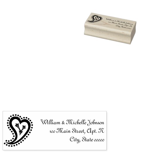 Sweet Paisley Hearts Wooden Address Briefmarke Gummistempel (Stempel)