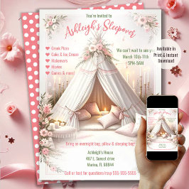 Sweet Pajama Party Girly Sleepover Geburtstag Einladung