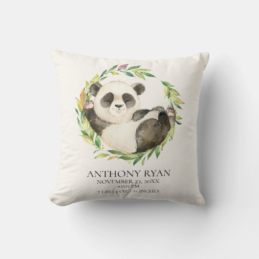 Sweet Panda Bear Baby Birth Stats Pillow Kissen (Vorderseite)