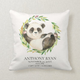 Sweet Panda Bear Baby Birth Stats Pillow Kissen