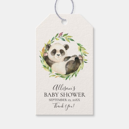Sweet Panda Bear Baby Dusche Gefallen Tag Geschenkanhänger (Vorderseite)