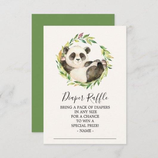 Sweet Panda Bear Baby Dusche Windeln Raffle Ticket Einladung (Vorne/Hinten)