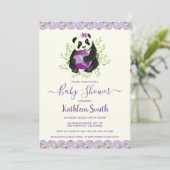 Sweet Panda Bear Baby Duschvorrichtung Lilac Einladung (Stehend Vorderseite)