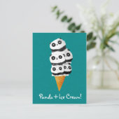 Sweet Panda Bear Ice Creme Cone Postkarte (Stehend Vorderseite)