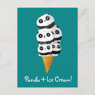 Sweet Panda Bear Ice Creme Cone Postkarte