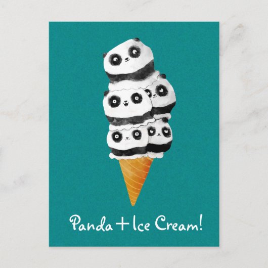 Sweet Panda Bear Ice Creme Cone Postkarte (Vorderseite)