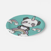 Sweet Panda Einicorn Girly Floral Paper Plate Pappteller (Schrägansicht)