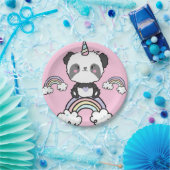 Sweet Panda Einicorn Girly Floral Paper Plate Pappteller (Party)