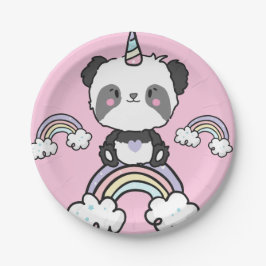 Sweet Panda Einicorn Girly Floral Paper Plate Pappteller