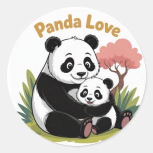 Sweet Panda Liebe zurück zu Schulaufklebern Runder Aufkleber