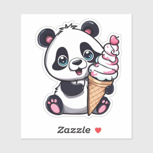 Sweet Panda mit Eiscreme Cone Wasserdicht Aufkleber (Blatt)