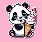 Sweet Panda mit Eiscreme Cone Wasserdicht Aufkleber