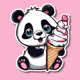 Sweet Panda mit Eiscreme Cone Wasserdicht Aufkleber
