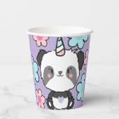 Sweet Panda Unicorn Girls Rainbow Birthday Pappbecher (Rückseite)