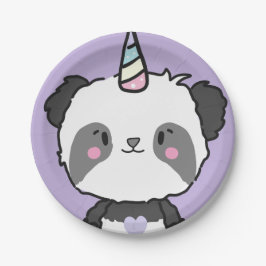 Sweet Panda Unicorn Girls Rainbow Birthday Pappteller