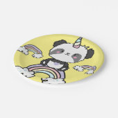 Sweet Panda Unicorn Girls Rainbow Birthday Pappteller (Schrägansicht)