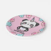 Sweet Panda Unicorn Girls Rainbow Birthday Pappteller (Schrägansicht)