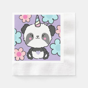 Sweet Panda Unicorn Girls Rainbow Birthday Serviette