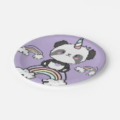Sweet Panda Unicorn Girls Rainbows Pappteller (Schrägansicht)