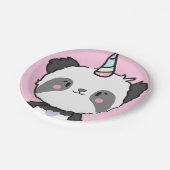 Sweet Panda Unicorn Girly Birthday Paper Plate Pappteller (Schrägansicht)