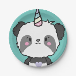 Sweet Panda Unicorn Girly Birthday Paper Plate Pappteller
