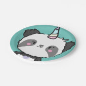 Sweet Panda Unicorn Girly Birthday Paper Plate Pappteller (Schrägansicht)