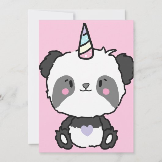 Sweet Panda Unicorn Girly Einladung (Rückseite)