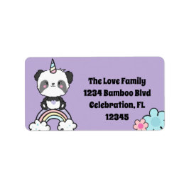 Sweet Panda Unicorn Girly Floral Adressaufkleber