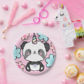 Sweet Panda Unicorn Girly Floral Pappteller (Party)