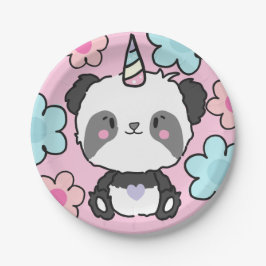 Sweet Panda Unicorn Girly Floral Pappteller